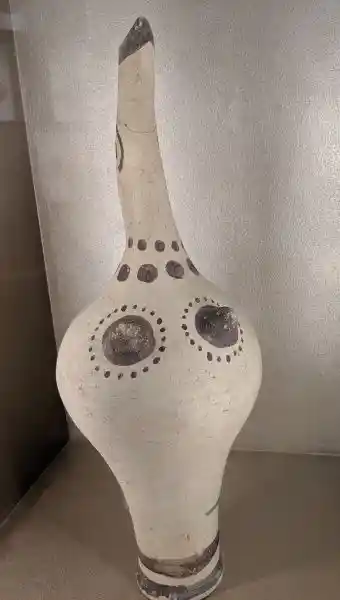 Bird-spouted ceramic ewer with painted decoration from Bronze Age settlement at Akrotiri, Santorini